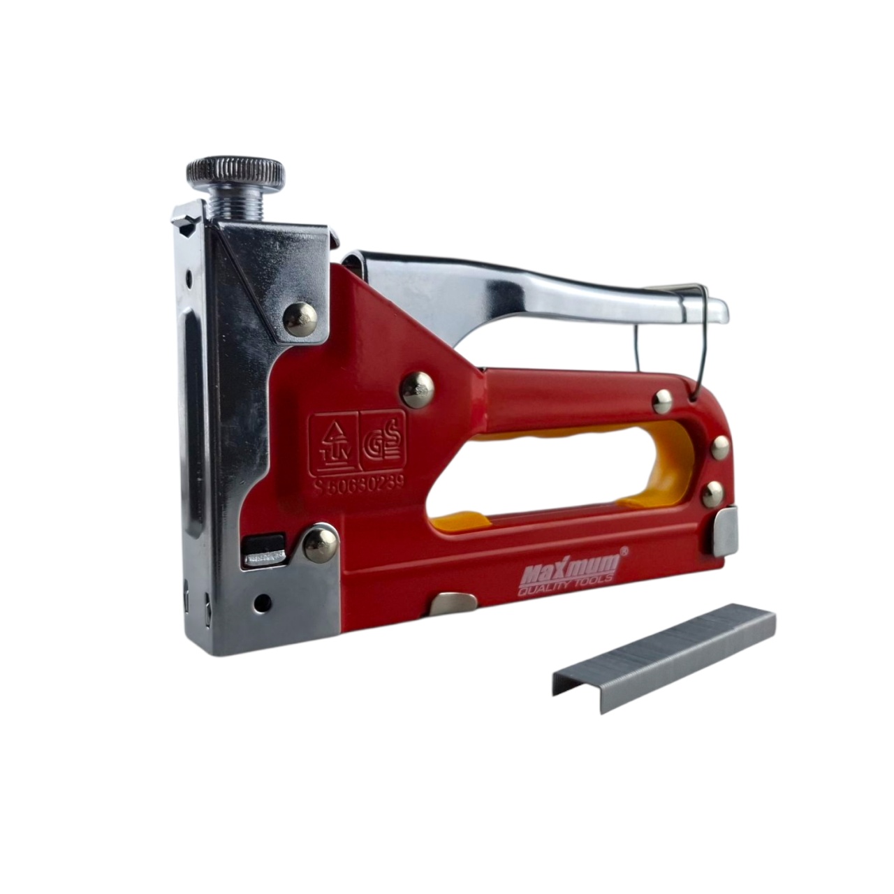 степлер мебельный тип 53 с набором скоб, 4 -14 мм,стальной красный, "maximum" ( максимум) мх 46474 оптом