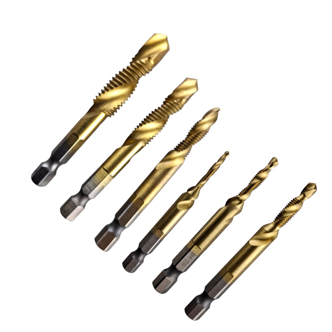Сверла с метчиком HSS 6 предметов, М 3-М 10, шестигранный хвостовик, "MAXIMUM" MX 15609 оптом